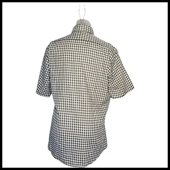 Mens Vintage Short Sleeve Shirt Gingham Check, Kings Road Preppy Light AcademiA - Picture 4 of 13